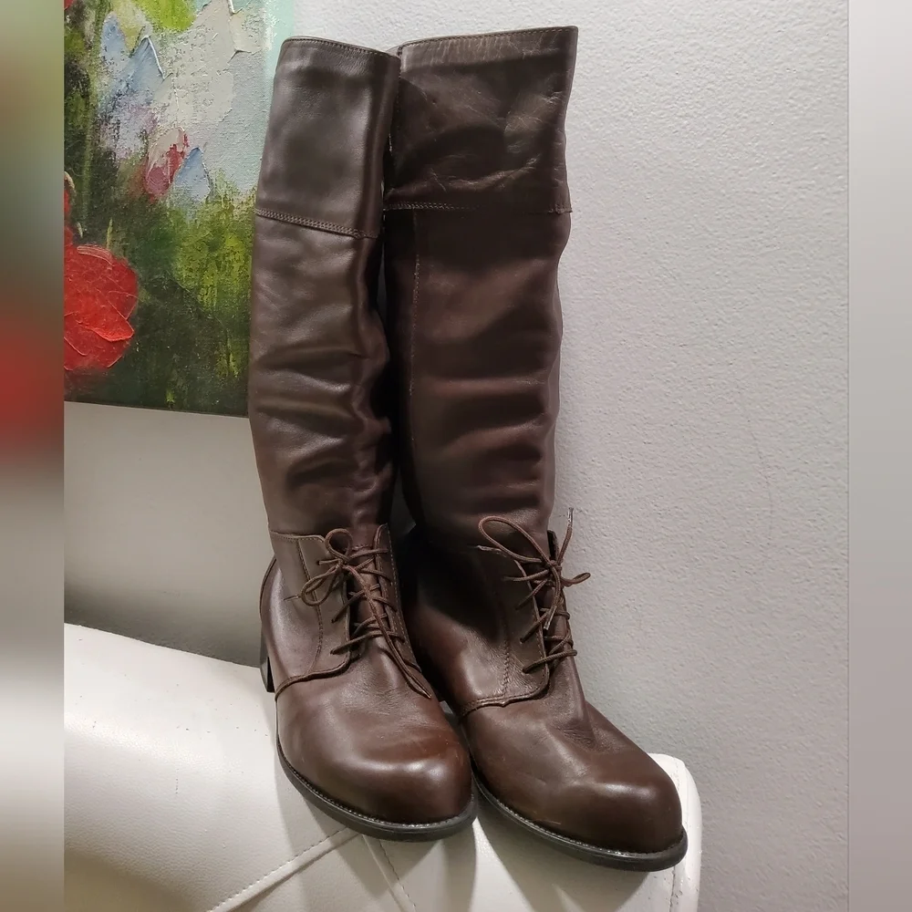 Blondo Brown Leather Lace-Up Riding Boots Size 8,5